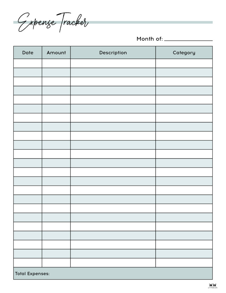 expense tracker printables - 25 free options | printabulls